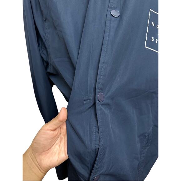 Hollister Jacket Men Padded Snap Buttons Polo Shirt Size Medium‎ Blue - Picture 6 of 10